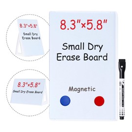 2 pcs Magnetic Dry Erase Board White Board, 8.3'' x 5.8'', Small Stand-Up or Hangable Desktop Dry Erase White Board, Mini Dry Erase Whiteboard Easel for Desk with a Marker
