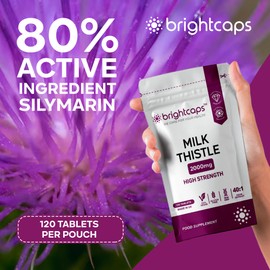 Milk Thistle Tablets 80% Silymarin High Strength 4,000mg Per Serving 2 Months Supply, 120 Vegan Tablets - Milk Thistle Capsules Alternative - Premium Supplement Made in UK