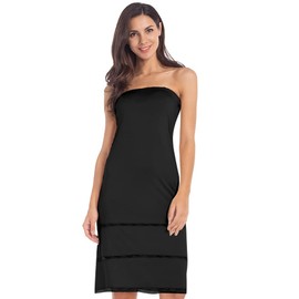 MANCYFIT Women's Tube Top Dress Slip Sleeveless Underdress Invisible Straps Black Medium