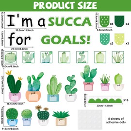 Succulent Bulletin Board Set Motivational Classroom Decorations Back to School I’m A Succa for Goals Cactus Themed Paper Cutouts for School Nursery Chalkboard Wall Door Decor Teacher Supplies