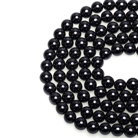LPBeads 100PCS 8mm Natural Black Obsidian Beads Gemstone Round Loose Beads for Jewelry Making with Crystal Stretch Cord