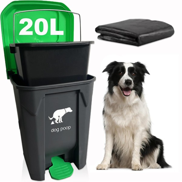 Yatmung 20L/5Gallon Dog Poop Trash Can Outside - Hands-Free Pedal