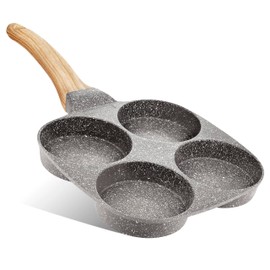 Modern Innovations Dove Gray 4 Cup Nonstick Pan with Lid Omelette Mini Pancake Pan for Stove Top Gas and Electric Small Skillet Breakfast Maker