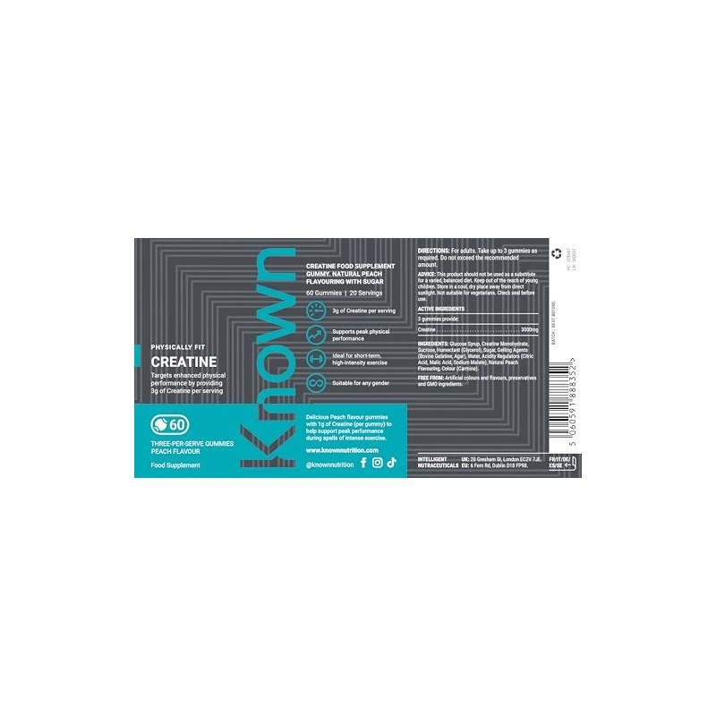 Known Tasty Creatine Gummies - 3400mg Creatine Monohydrate - Supports