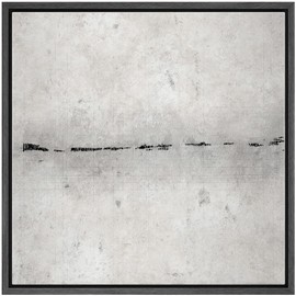 SIGNWIN Framed Canvas Print Wall Art Grunge Industrial Gray Black Line Art Abstract Shapes Illustrations Modern Art Decorative Minimal Calm/Zen for Living Room, Bedroom, Office - 24"x24" Black