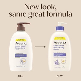 Aveno Stress Moisturizing Body Lotion with Prebiotic Oat Lavender Fragrance for Sensitive Skin (Pack of 1) 12 Fl Oz / 민감한 피부를 위한 프리바이오틱 오트 라벤더 향이 함유된 아베노 스트레스 보습 바디 로션 (Pack of 1) 12 Fl Oz
