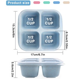 Toivize 4 Pack Snack Boxes, Reusable Bento Lunch Boxes with 4 Compartments Snack Containers for Kids Adults Leakproof Divided Food Storage for School Work Travel (Pink/Beige/Green/Blue)
