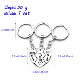 3-piece Mother Daughter Key Chain Mum Big Little Sister Love Broken Heart Pendant Gift for Family
