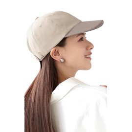 KYOWARABE Women's Cap, Hat, 2 Sizes, Deep, UV, UV Protection, Blackout, Stylish, Sunburn Protection, 100% UV Protection, UPF 50+, Ecru x Grege, 55.0 cm