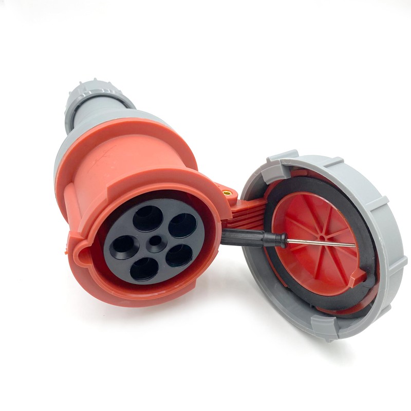 1Set Waterproof Industrial Connector Plug Socket, 5Pin 63A 380V-415V 3P+N+E