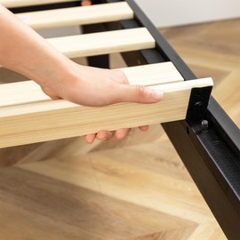 Mellow Naturalista Grand 12 Inch Solid Wood Platform Bed with Wooden Slats, Easy Assembly, Queen, Black