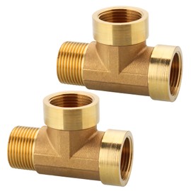 2 pieces T-piece 3/4 inch, 3/4 inch brass T-piece 90°, thread fitting T-piece IGxIGxAG made of brass, T-piece water connection, DN20 brass fitting suitable for drinking water
