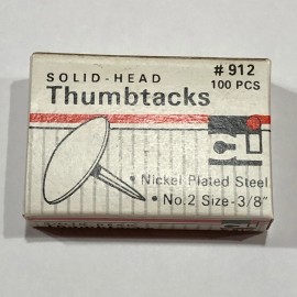 Charles Leonard Thumb Tacks, Nickel Plated Solid Head, 3/8 Inch Head, 100-Pack