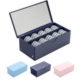 EYEPOCKET Daily Contact Lens Case - Travel Contact Case, Daily Lens Organizer, Flip Top Eye Contacts Carrier for Disposable Lenses & Dailies, Navy