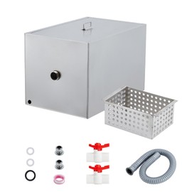 Vossfamul Commercial Grease Trap,8 Lbs, Stainless Steel, 5 GPM Flow,Perfect for Restaurants, Canteens & Factories