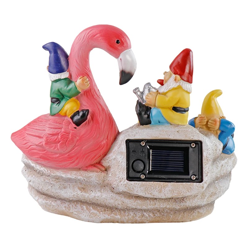 Solar-Powered Garden Gnomes and Flamingo Lantern Set with Mushroom Lights,