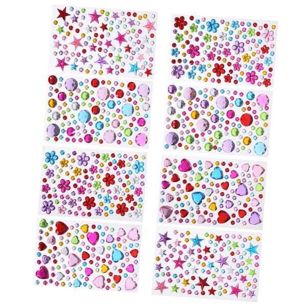 Operitacx Nagelaufkleber 8 Blätter Acrylaufkleber Haarnagel-Edelsteine, Strasssteine Nagel-Strasssteine Strasssteine Für