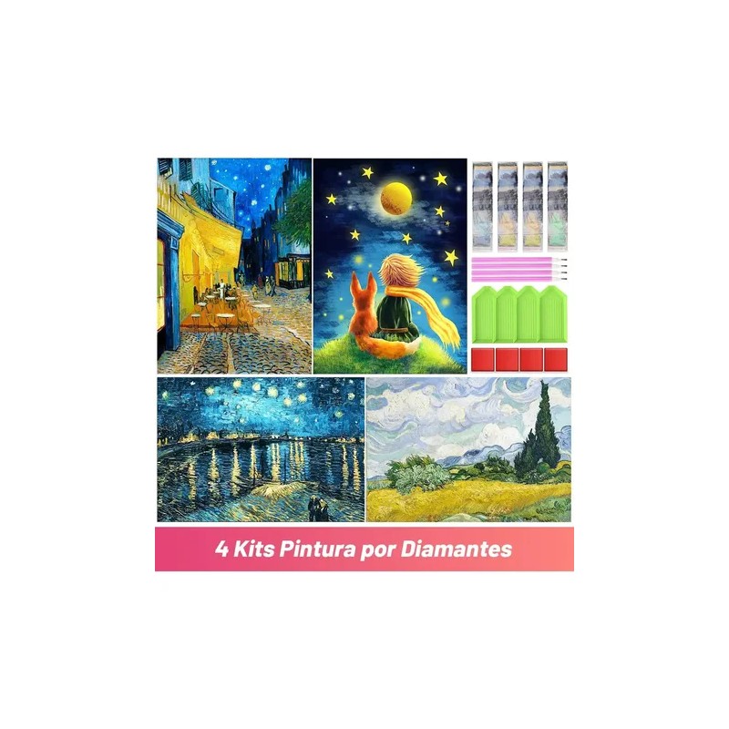 Cuadro 4 Set Pinturas De Diamantes 5d Para Decoración