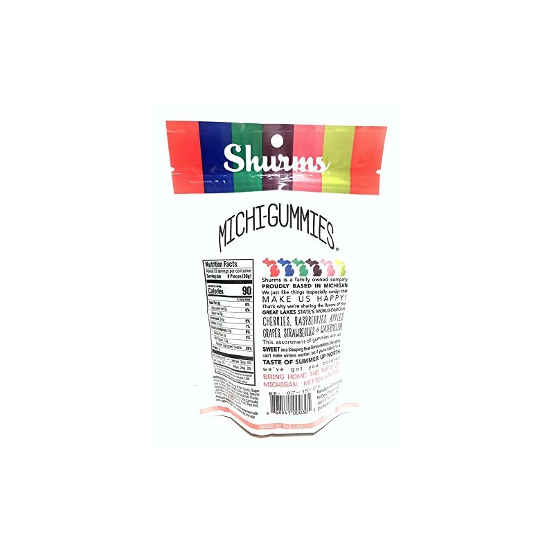 Michi-Gummies Shurms Michigan Shaped Fruit Flavored Gummy Candy - 8