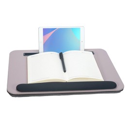 Lap Desk, Portable Laptop Desk Fits Up to 16“ Laptops, with Tablet Slot, Built-in Cushion, Great for Home & Office,Lap Desk for Laptop,Lap Desk with Cushion (Grey Violet with Wrist Rest, Medium)