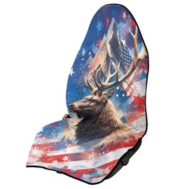 Yewattles Vintage American Flag Deer Waterproof Auto Seat Cover Non-Slip for Car Van SUV Truck Sedan After Beach Running Swimming Workout Interior Protective Accessories Decor