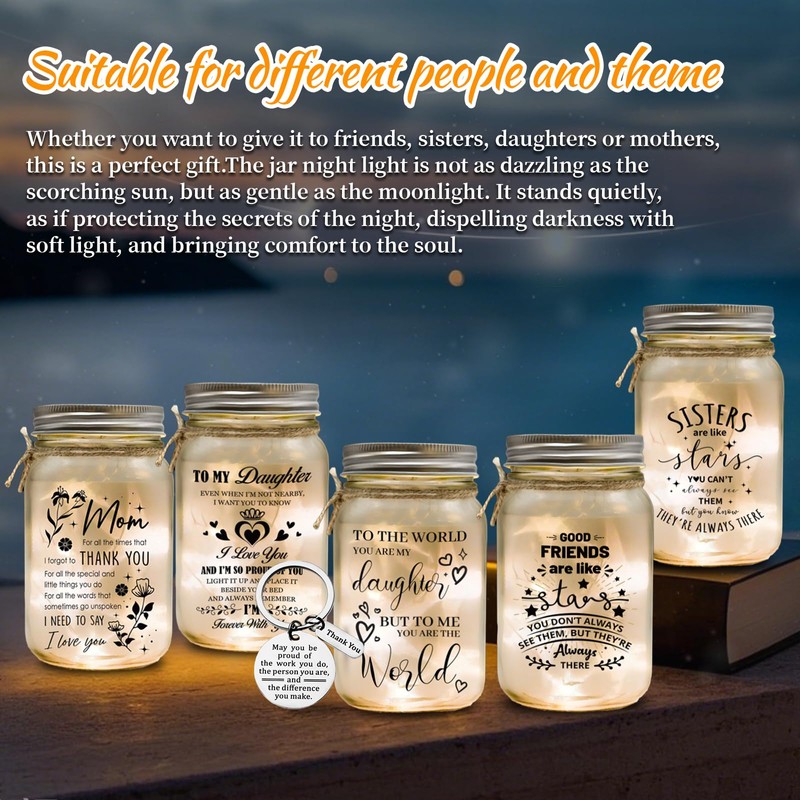 Birthday Gifts for Daughter, Mason Jar Night Light, Gifts for