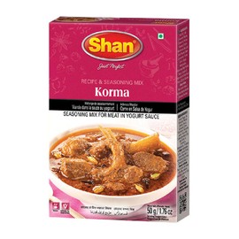 Shan Korma Recipe and Seasoning Mix 1.76 oz (50g) - Spice Powder for Traditional Meat in Yogurt Sauce - Suitable for Vegetarians - Airtight Bag in a Box
