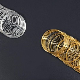 SPEEDWOX 200 Loops Memory Wire for Bracelet Making Gold Silver Tone Jewellery Wire Memory Beading Wire for Jewellery Making Jewellery DIY Making Supplies Hobby Work Tool