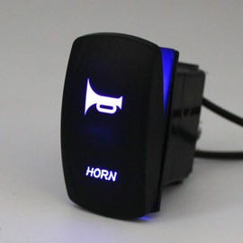 X-Haibei 2 Position Horn Momentary Rocker Switch (On) Off 12V 24V Spst Blue LED 5 Pin Waterproof for Car Boat Truck