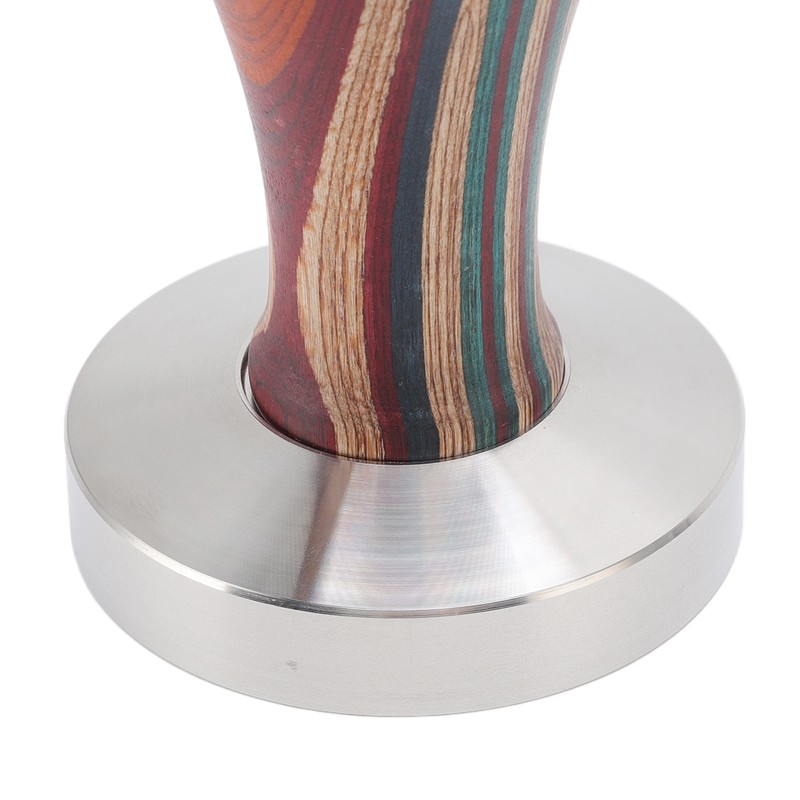 Colorful Wood Coffee Flat Tamper Stainless Steel Base Powder Hammer