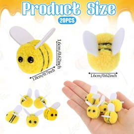 20 PCS Mini Wool Felt Bees Cute Bee Craft Supplies Felt Bees for Crafts Plush Bees Decor for Clothing Hats Bags Gift DIY Bee Themed Party Costume Accessories