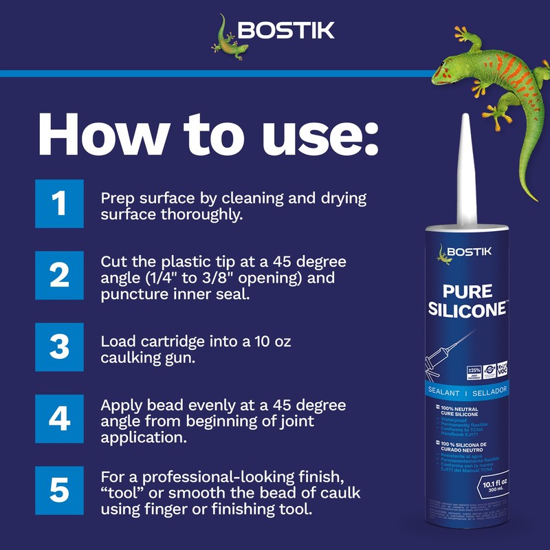 BOSTIK Pure Silicone Clear 10.1oz Silicone Caulk & Sealant for