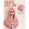 Pink Glueless Lace Front Wig For Women | 26 Inch