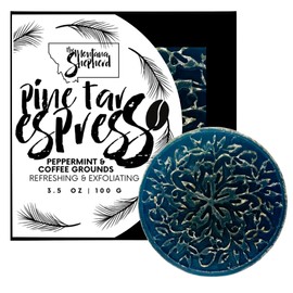 The Montana Shepherd Pine Tar Espresso Soap Bar 3.5 oz | 100 g | Peppermint | Espresso Grounds | Refreshing | Exfoliating | Nourishing | All-Natural
