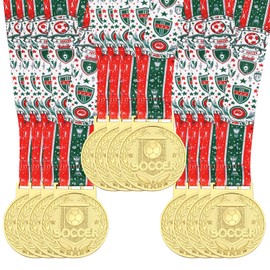 Abaokai 12 Pcs Soccer Medals for Awards for Kids and Adults, Gold Award Medals Set - Soccer Gifts for Kid’s Sports Soccer Games and Prizes Awards, Party Favors,2 Inch (12)