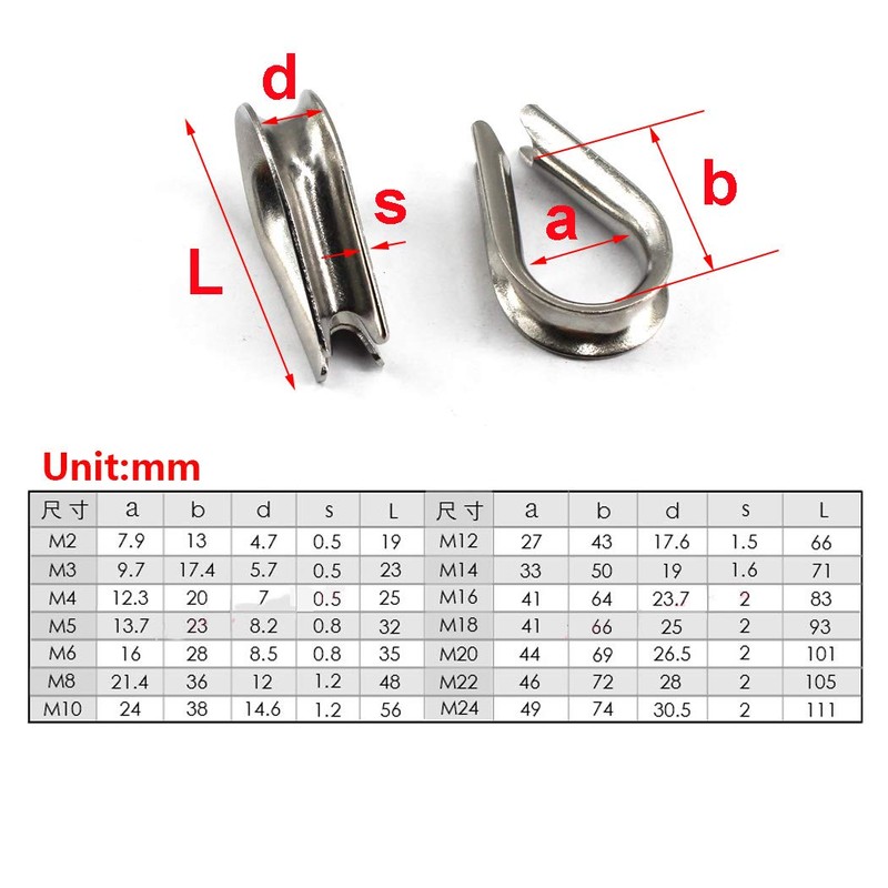 304 Stainless Steel Wire Rope Thimble Cable Thimbles Rig Up