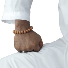 Sandalwood Bracelet 11-mm Beads Elastic String 7.5-8 Inch Unisex Wrist Sizes Beaded Scented Wood