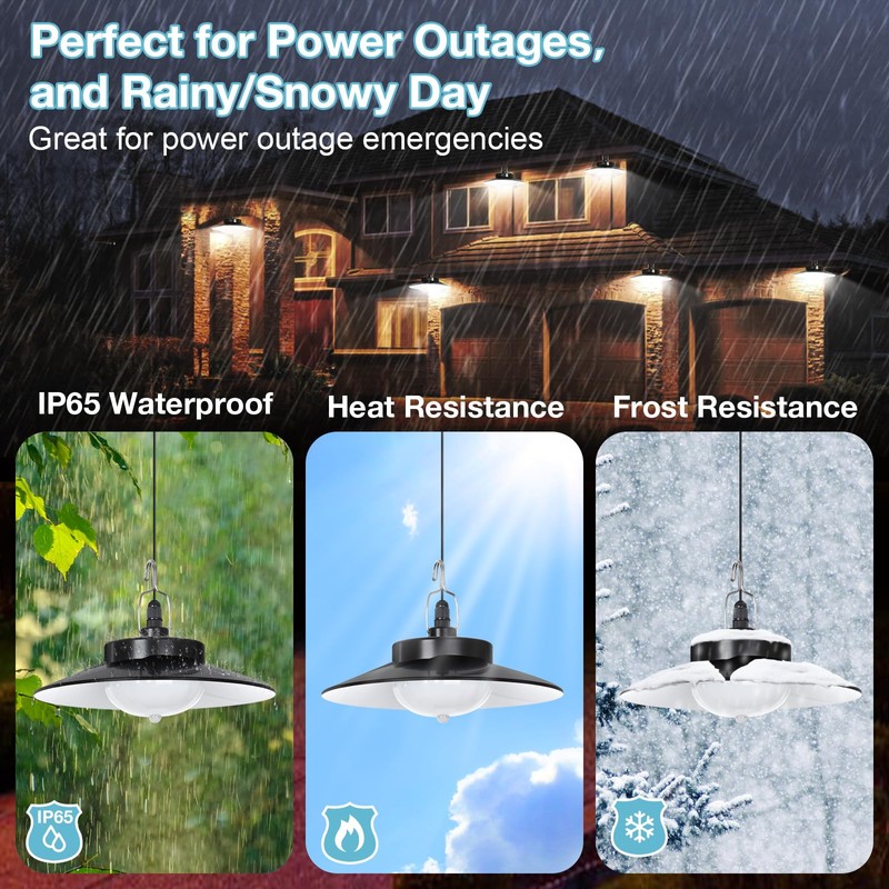 Solar Pendant Lights Outdoor,4 Heads Solar Shed Light Dimmable with