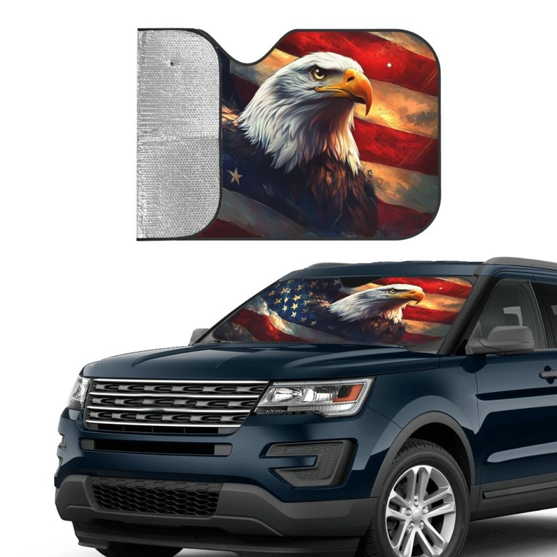 American Flag Car Sun Shade Windshield Sunshade Foldable Front Window