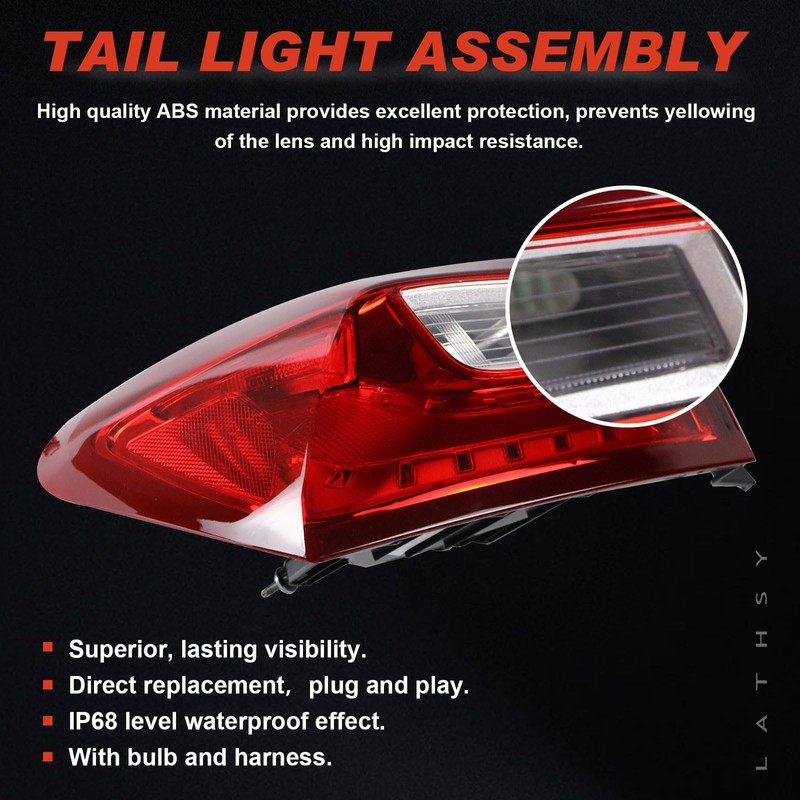 Lathsy Halogen Tail Lights Compatible with 2016-2018 Chevy Malibu Rear