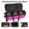WOLT 3 Ball Bowling Bags with Wheels, 3 Ball Roller