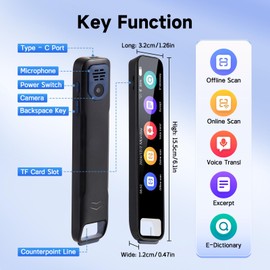 Scan Reader Pen, 134 Languages Scan Translator Pen for Dyslexia, Smart Digital Reading Pen Device Online/Offline for Elderly, Kids, Students, Supports Voice, Scan, Photo Translation, Text to Speech