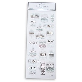 Christmas Phrases Subway Foil Stickers - Adhesive Decals for Crafts & Scrapbooks - Gold, Green & Red -19 Pieces