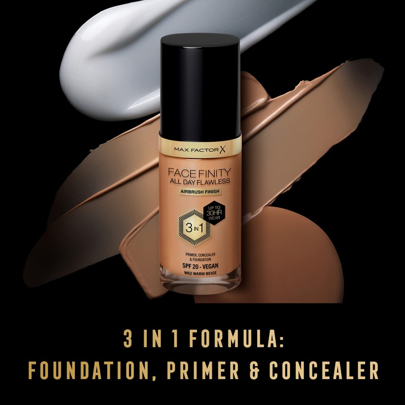 Max Factor Facefinity 3-in-1 All Day Flawless Liquid Foundation, SPF