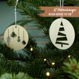 Papierdrachen 12 Wooden Pendants for the Christmas Tree - Tree Decorations - Christmas Tree Decoration - Classic - Set of 3