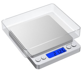 Proster Mini-Digitalwaage Küchenwaage, 0,01 bis 500 g, Taschenwaage, Briefwaage für Gold, Schmuck, Münzen, Farbe: Silber