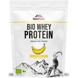 Alpenpower AlpenPower BIO WHEY Protein Banane 1 kg - 100% natürliche Zutaten & ohne Zusatzstoffe -Hochwertiges CFM Eiweiß-Pulver aus bester Bio-Alpenmilch