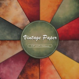 Konsait 24 Sheets Vintage Origami Papers 6x6, Aged Paper Textured Paper Decorative Cardstock for Scrapbook Card Making Supplies Scrapbook Supplies