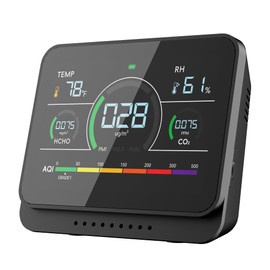 PERFORMANCE GURU 13-in-1 Air Quality Monitor Indoor, Air Quality Tester for Home with Beep Alarm, AQI | PM1.0 | PM2.5 | PM10 | Temp | CO2 | Formaldehyde | HUM Air Quality Meter (Cool Black)
