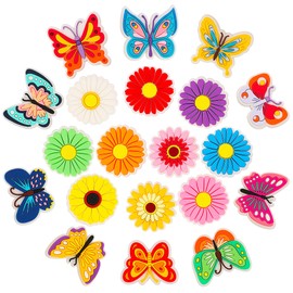mortd Butterfly and Flower Shoe Decoration Charms, 20Pcs Lovely Butterfly Flower Shoe Decor for Shoe Wristband, PVC Shoe Charm Accessories for Party Favor Birthday Gifts